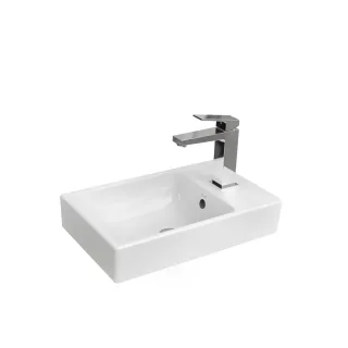 VitrA New Integra Square Handwaschbecken unterbaufähig asymmetrisch mit Hahnloch,7892B403-0029 7892B403-0029