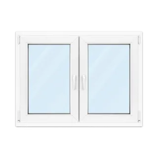 Zweiflügeliges Fenster, Kunststoff, Kömmerling 70 AD, Weiß, 1200 x 900 mm, 2-fach Verglasung, individuell online konfigurieren