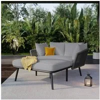Flieks Gartenliege, 2-Sitzer Gartensofa Sonnenliege Gartenlounge Balkonset aus Seil