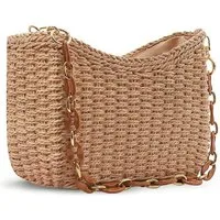 Zaewry Strandtasche Damen Umhängetasche aus Bast – Handgefertigt, Crossbody-Tasche, Basttasche, Urlaub, Outdoor, Casual