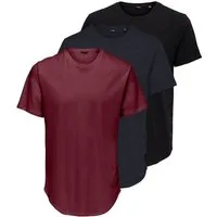 ONLY & SONS T-Shirt ONSMATT LONGY SS TEE 3-PACK (Packung, 3-tlg) Baumwolle, relaxed fit