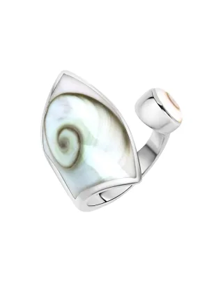 Zeeme Pearls Ring Silber 925 mit weißer Muschel 28mm breit
