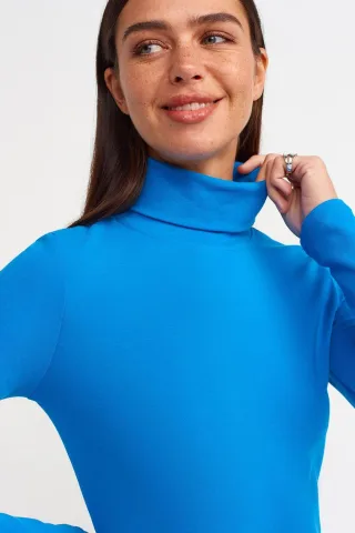 Damen Slim Fit Turtleneck-Jerseybluse