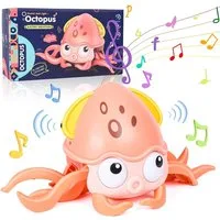 POPOLIC Lernspielzeug Elektrische Krabbelndes Krabben Musikspielzeug,Kinderspielzeug, mit Musik und LED-Leuchten,Sensor Interaktives Spielzeug