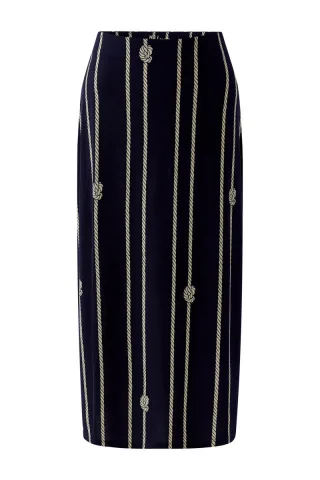 Miss Lagotte - Rock - Slip into Style beige/blau - Gr. - 40