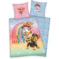 Herding Kinderbettwäsche Paw Patrol Think Happy Bettwäsche Set 2 tlg.135x200cm 80x80cm, 1 teilig, Langlebig