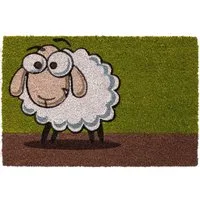 matches21 HOME & HOBBY Fußmatte Kokosmatte Schaf als aussen Sauberlaufmatte, rechteckig, Höhe: 15 mm, Rutschfeste Kokos-Türmatte als Outdoor Schmutzfangmatte 40x60 cm