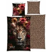 Herding Bettwäsche Wild Flowers Leopard, Renforcé, 2 teilig, Wendebettwäsche