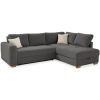 luma-home Ecksofa 15211, Dauerschläfer B257/T206/H85 cm mit Bettkasten und separatem Topper, Boxspringpolsterung, Ottomane links oder rechts, Cord Dunkelgrau
