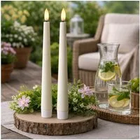 MARELIDA LED-Kerze LED Stabkerzen Outdoor Tafelkerzen Timer H: 25,5cm weiß 2er Set (2-tlg)