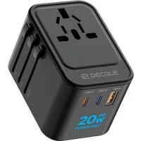 LaCute Universal Reiseadapter Weltweit mit USB-C PD 20W Ladefunktion Reiseadapter EU, AU, UK, US zu AC Steckdose, USB-C PD 20W, 3 USB Anschlüsse, 4 Steckertypen, weltweit nutzbar