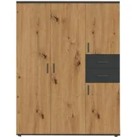 BMG Möbel Kinderkleiderschrank Elli (4-türig) 135x190 cm, mit Schubladen und Kleiderstange, Made in Germany