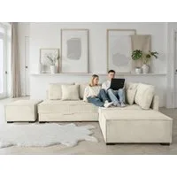 Home affaire Ecksofa Night & Day L-Form, B: 316 cm mit Dauer-Schlaffunktion 180x200 cm, Set: Sofa & Hocker, Bettfunktion, Bettkasten & Kissen, Boxspringbett