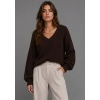 Laura Scott V-Ausschnitt-Pullover mit moderner Oversize-Passform aus Grobstrick