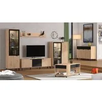Home affaire Wohnzimmer-Set Mayenne, inkl. Vitrine H195cm, Highboard H137,5cm, TV-Board, Wandregal, (Komplett-Set, 4-St), Es besteht die Möglichkeit, Beleuchtung hinzuzufügen. Breite 304,5 cm