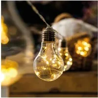 esotec LED-Lichterkette Solarkette 10 Glühbirnen 4,5m +2m Zuleitung 2800K outdoor 102188, Dauerlicht oder Blinklicht, EIN/AUS
