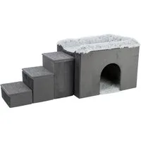 TRIXIE Tierhöhle Höhle Harvey mit Treppe für Hunde - grau/weiß-schwarz - 135 × 47 × 50