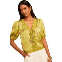 Love & Roses Satinbluse Love & Roses Bluse aus Jacquardsatin, Regular (1-tlg)