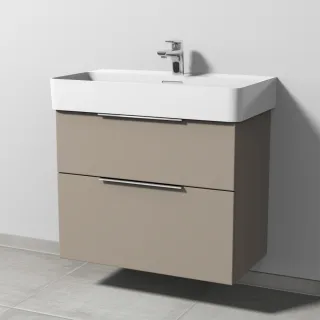 Sanipa 3way Waschtischunterbau zu Laufen VAL Waschtisch mit 2 Auszügen, Sandgrau-Matt UF82367