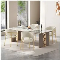 Flieks Esszimmerstuhl (Set, 4 St), 4er Set Polsterstühle mit Armlehnen Wohnzimmerstuhl Cordstoff Beige