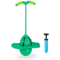 relaxdays Hüpfspielzeug Pogo Ball mit Griffen für Kinder, grün