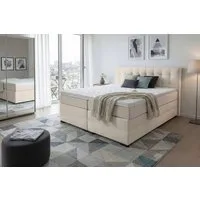 Home affaire Boxspringbett Köln, Doppelbett, Polsterbett, Federkernbett, Komforbett, 160, 180 cm, inkl. Topper, zwei Bettkästen, Taschen-Federkernmatratze, Härtegrad 3