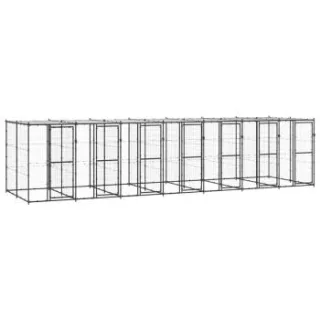 VidaXL Outdoor-Hundezwinger Stahl mit Dach schwarz 7,7 m, 2,2 m, 1,8 m