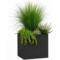 Pflanzwerk® Pflanzkübel CUBE Premium Fiberglas Blumenkübel Frostbeständig mit Lotus-Effekt, Lotus-Effekt - Handgefertigt - Eckig - Frostbeständig