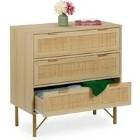 relaxdays Kommode 3 Schubladen Rattanoptik