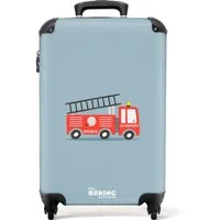 NoBoringSuitcases.com© Kinderkoffer Feuerwehr - Auto - Fahrzeug - Jungen - Kinder 55x35x20cm, 4 Rollen, Kinder Koffer Klein, Trolley Handgepäck, Reisekoffer