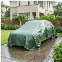 Outsunny Schutzplane mit verstärkten Ösen (Reißfeste Abdeckplane, 1-St., wasserdicht 90g,m² Gewebeplane), für Schutz vor Witterung für Gartenmöbel 4 x 6 m Grün
