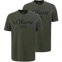 s.Oliver T-Shirt (2-tlg) mit Rundhals-Ausschnitt, kurzarm, Logo-Aufdruck im 2er Pack