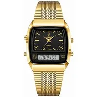 ibettertec Quarzuhr Unisex Quarzuhr mit Dualzeit, Analog Digital Anzeige, Doppelwerk, Edelstahlarmband, 3ATM wasserdicht