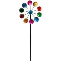 Geschenkestadl Windrad Windspiel Gartenstecker Metall bunt Windrad Deko Garten 85 cm (Set, 1 St), farbenfrohes Windrad