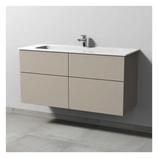 Sanipa 3way Keramik-Set Design Keramik-Waschtisch und Unterbau mit 4 Auszügen, Kaschmir-Matt SP4821U