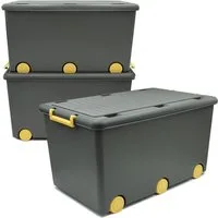 Babykajo Aufbewahrungsbox (Boxen mit Rollen, 3 St., mit 50L Volumen), Stapelbloxen, Aufbewahrungsboxen, Box zum Aufbewahren