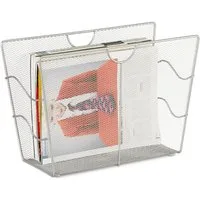 relaxdays Zeitungsständer Mesh, silber