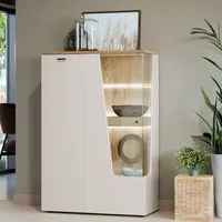 Lomadox Highboard CARMONA-129, in kaschmir und Eiche, 95 cm breit, inkl. LED-Beleuchtung