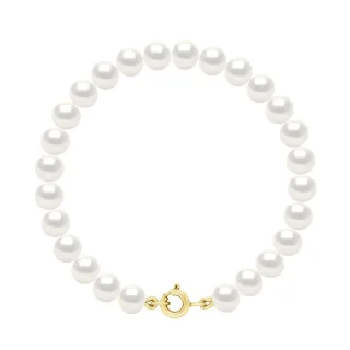 Armband Gold – Reihe aus echten Süßwasserperlen, halbrund, 6–7 mm
