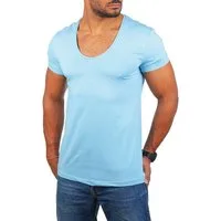 Young & Rich T-Shirt Herren Uni Basic extra tiefer Ausschnitt Unterziehshirt 1315 V-Ausschnitt unifarben kurzarm slim fit