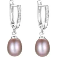 LÖB Perlenohrringe 925 Silber Creolen Zuchtperlen lila Zirkonia Ohrringe Hängend Anhänger (Geschenke für Frauen Beste Freundin Mutter Mama Damen zum Geburtstag Weihnachten Weihnachtsgeschenke), Süßwasserperlen Perlenohrringe Tropfen Perlen Oval Damen