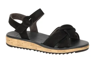 Paul Green Damen Sandalette 6105-07 schwarz Echtleder flach Klettverschluss