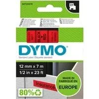 D1 ORIGINAL Schriftband, schwarz auf rot, 12mm x 7m S0720570