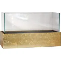 VIVANNO Windlicht Fiberglas CANDELITO Rechteckig - Blattgold Blattoptik Hochglanz (1 St), 50x20x29 cm