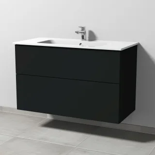 Sanipa 3way Waschtischunterbau zu Duravit ME by Starck Waschtisch mit 2 Auszügen, Vulkan-Matt SP7261V