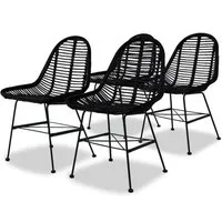 vidaXL Esszimmerstuhl Esszimmerstühle 4 Stk. Natur Rattan Schwarz (4 St)
