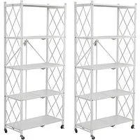 FOXSPORT Standregal mit Rollen, 1er-Packung, Komplett-Set, Traglast von 20 kg pro Ebene, mit 5 Ablagen, Schwerlastregal, Küchenregal, 72x37x163cm