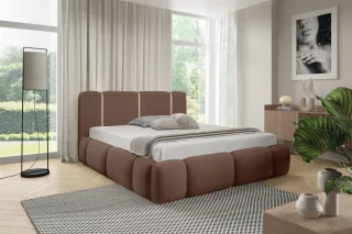 Polsterbett Schlafzimmerbett SPRINGS Komplettset 160x200cm in Stoff Lambi Braun