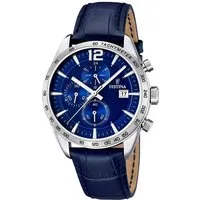 Festina Chronograph F16760/3, Armbanduhr, Quarzuhr, Herrenuhr, Lederarmband, Stoppfunktion