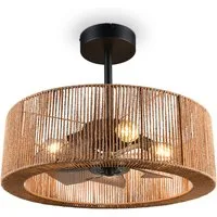 Reality Leuchten Deckenleuchte SMILLUM mit Ventilator, großer Deckenventilator mit Licht Ø 61cm, Fernbedienung, Infrarot inkl., Timerfunktion, Ventilatorfunktion, getrennt schaltbar, Leuchtmittel wechselbar, warmweiß - kaltweiß, exkl 4x E27 Leuchtmit